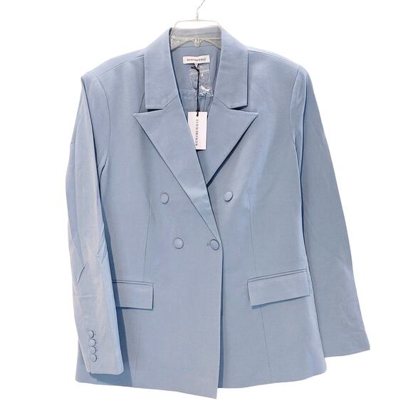 Revolve WeWoreWhat Double Breasted Blazer Suiting Twill Storm Blue Womens M NWT - Picture 3 of 10